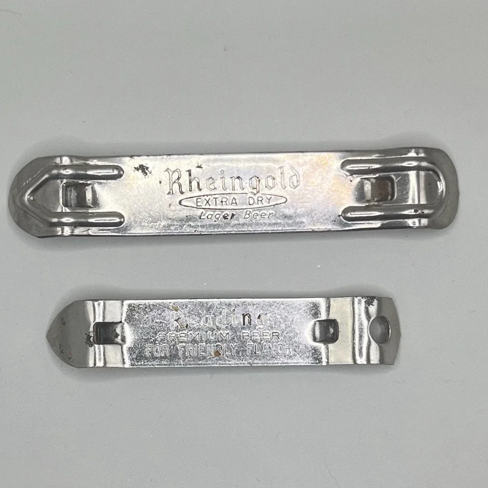 VTG Rheingold & Reading Beer Can Bottle Openers Flat Top Church‎ Key Breweriana